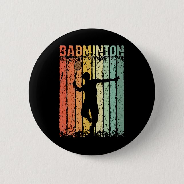 Retro Vintage Shuttle Player Badminton  Button (Front)
