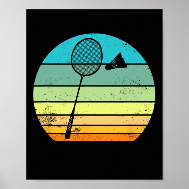 Retro Vintage Shuttle Racket Badminton Player  Poster (Front)
