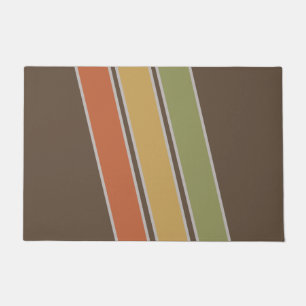 Retro Vintage Simple Three Stripes Brown Doormat