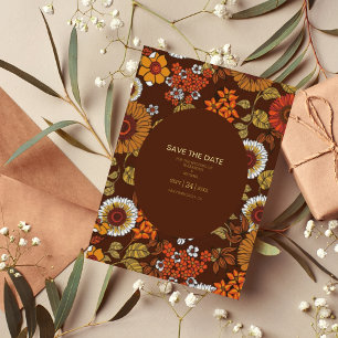 Retro Vintage Sixties Terracotta Wedding Foil Invitation