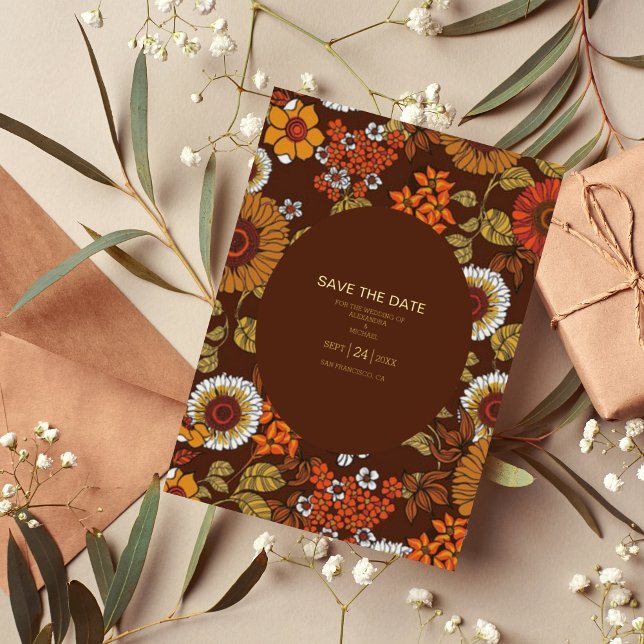 Retro Vintage Sixties Terracotta Wedding Foil Invitation (Creator Uploaded)