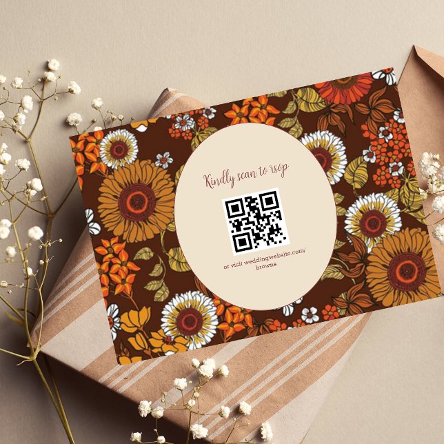 Retro Vintage Sixties Terracotta Wedding RSVP Card (Creator Uploaded)