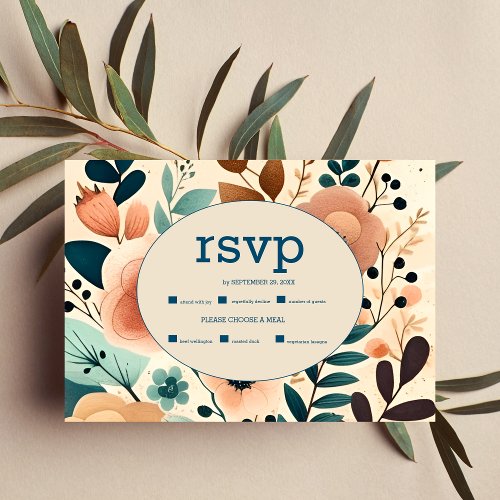 Retro Vintage Sixties Terracotta Wedding RSVP Card