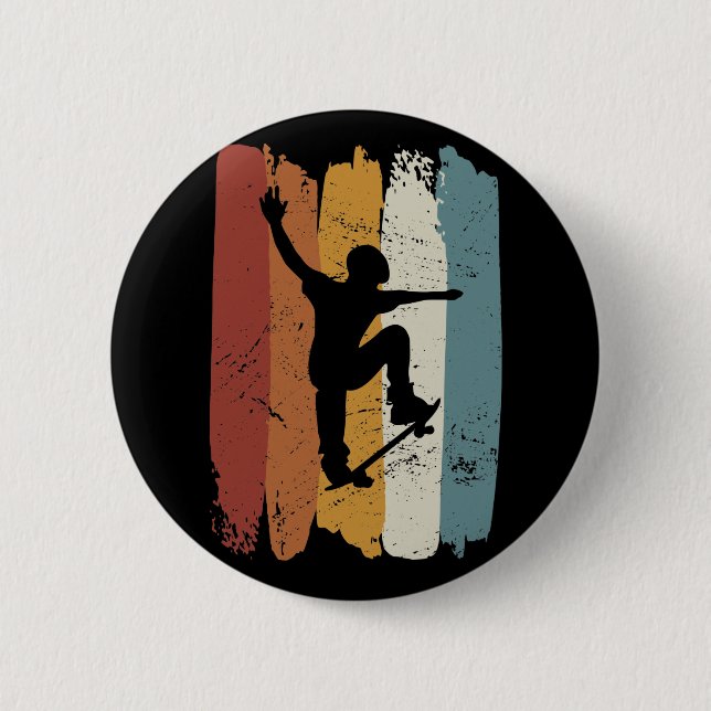 Retro vintage Skateboard Button (Front)