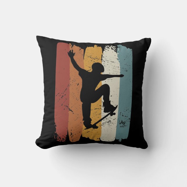 Retro vintage Skateboard Throw Pillow (Front)