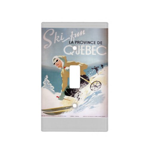 Retro vintage ski poster Quebec Light Switch Cover