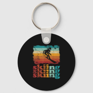 Retro Vintage Skiing Ski Lover Skiing  Keychain