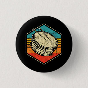Retro Vintage Snare Drum - Marching Band Drumline  Button