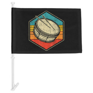 Retro Vintage Snare Drum - Marching Band Drumline  Car Flag