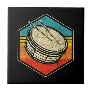 Retro Vintage Snare Drum - Marching Band Drumline Ceramic Tile