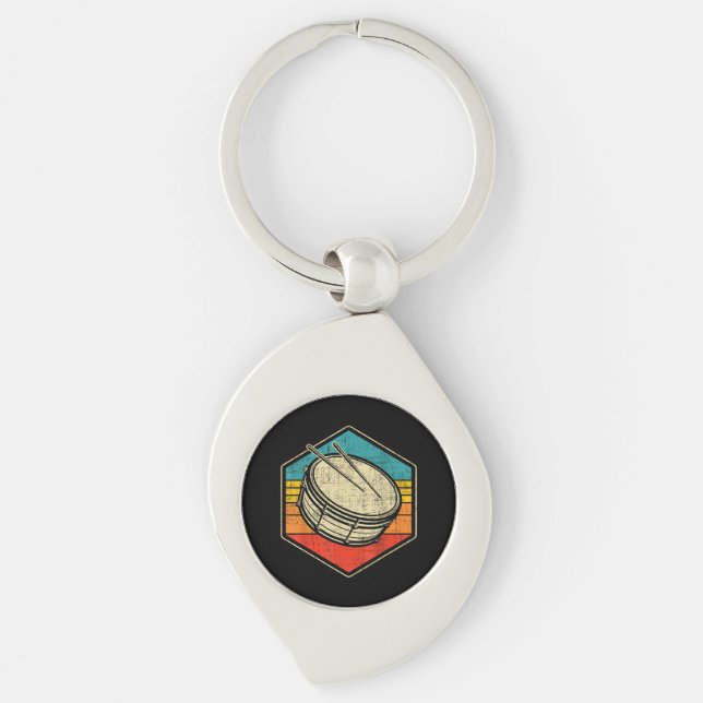 Retro Vintage Snare Drum - Marching Band Drumline  Keychain (Front)