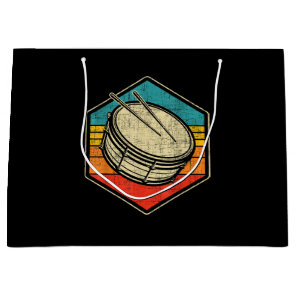 Retro Vintage Snare Drum - Marching Band Drumline  Large Gift Bag