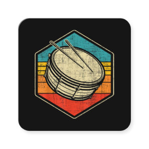 Retro Vintage Snare Drum - Marching Band Drumline  Square Business Card