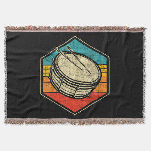 Retro Vintage Snare Drum - Marching Band Drumline Throw Blanket
