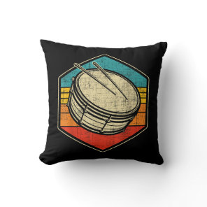 Retro Vintage Snare Drum - Marching Band Drumline  Throw Pillow
