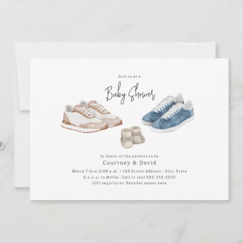 Retro Vintage Sneaker Shoes Baby Shower Invitation