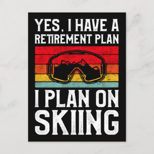 Retro Vintage Snow Ski Retirement Plan I Plan On Holiday Postcard