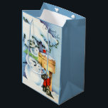 retro vintage snowman Christmas Holiday Medium Gift Bag<br><div class="desc">retro vintage snowman Christmas Holiday Medium Gift Bag</div>