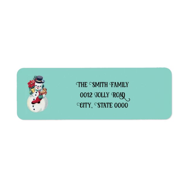 Retro vintage snowman christmas label (Front)