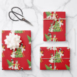 Retro Vintage Snowmen Wrapping Paper Sheets<br><div class="desc">Vintage retro style snowmen on a red background.</div>