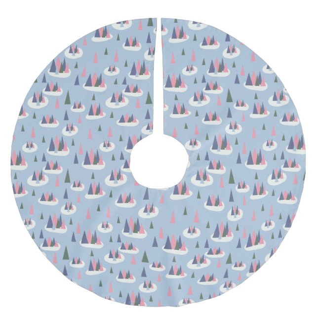 Retro Vintage Snowy Brushed Polyester Tree Skirt (Front)