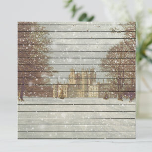 Retro   Vintage Snowy Winter Castle Scenery Holiday Card
