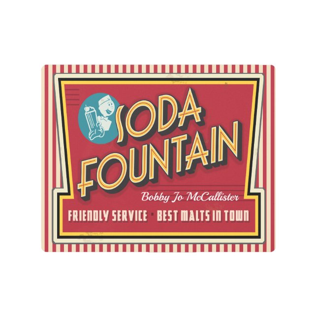 Retro - Vintage Soda Fountain Sign Metal Art (Front)