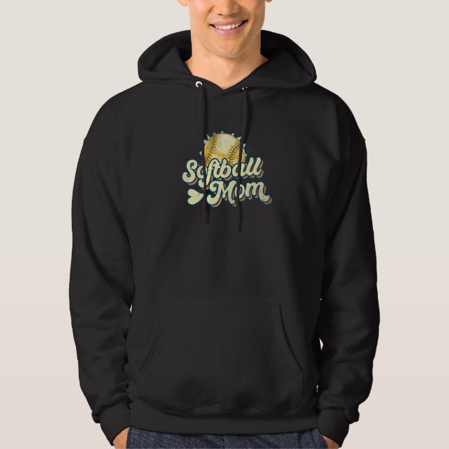 Retro Vintage Softball Mom Mother Hoodie (Front)