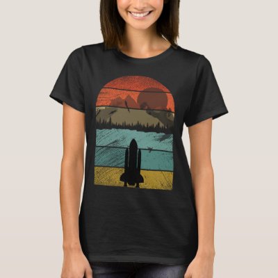Retro vintage space shuttle and astronaut   6 T-Shirt