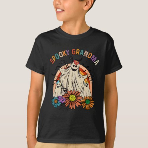 Retro Vintage Spooky Grandma Cute Baby Ghost Groov T_Shirt