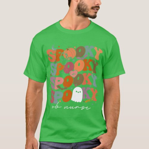 Retro Vintage Spooky OB Nurse Pumpkin Halloween Co T_Shirt