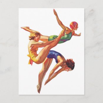 Retro Vintage Sports Diving Swimmers Diving Art Postcard by seemonkee at Zazzle