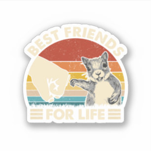 Retro Vintage Squirrel Best Friend For Life Fist B Sticker