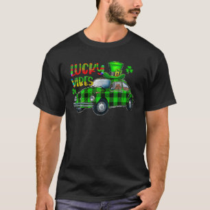 Retro Vintage St Patricks Day Shamrock Lucky Vibes T-Shirt