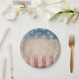 Retro Vintage Stars and Stripes   Paper Plates