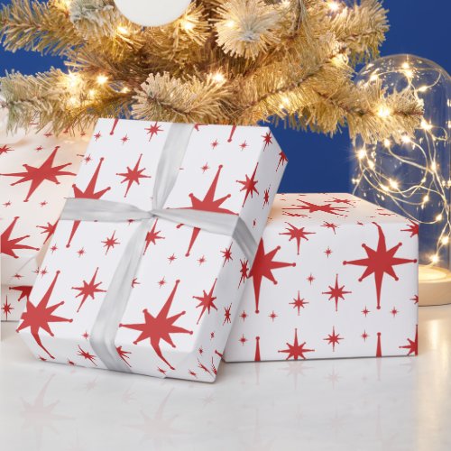 Retro Vintage Stars Red and White Wrapping Paper