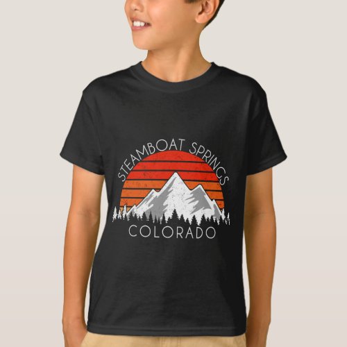 Retro Vintage Steamboat Springs Colorado Distresse T_Shirt