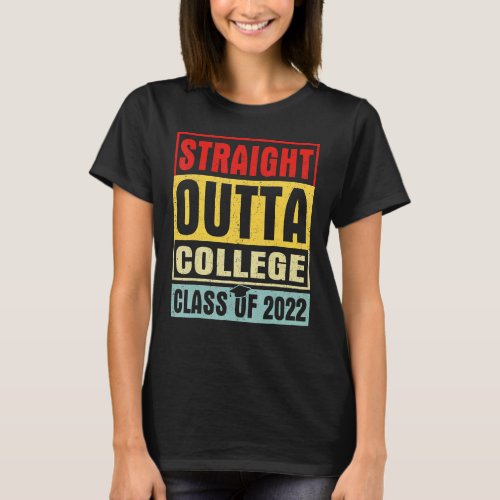 Retro Vintage Straight Outta College School Class  T_Shirt