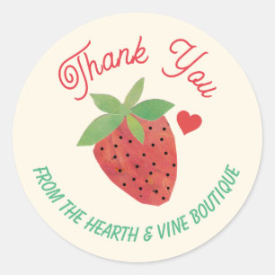 Retro Vintage Strawberry Thank You Classic Round Sticker