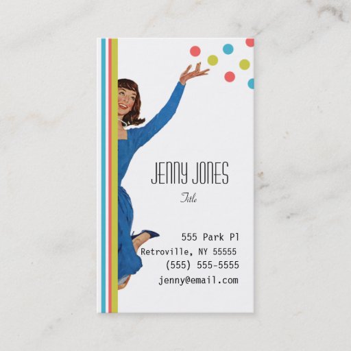 Customizable Retro Vintage Stripes and Dots Business Cards