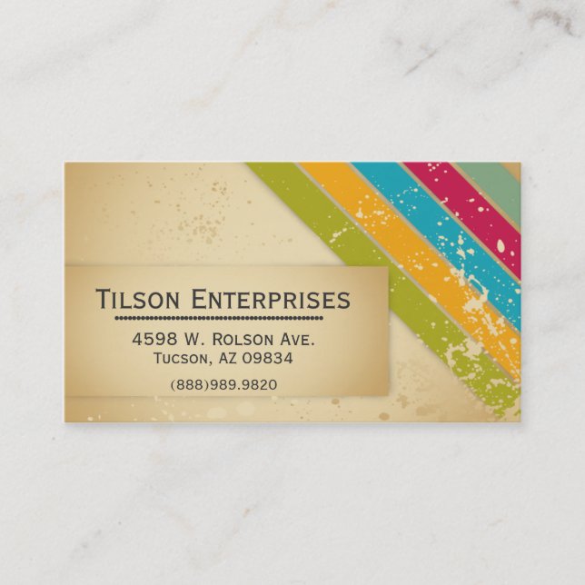 Retro Vintage Stripes Business Card (Front)