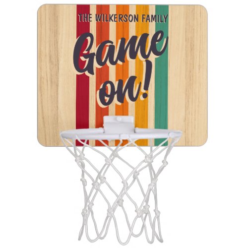 Retro Vintage Stripes Custom Name Fun Game on Mini Basketball Hoop