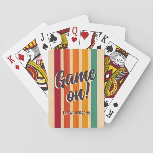 Retro Vintage Stripes Custom Name Fun Game on Poker Cards