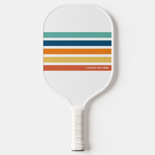 Retro Vintage Stripes Personalized Text Pickleball Paddle