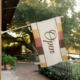 Retro Vintage Stripes We Are Open Business Sign