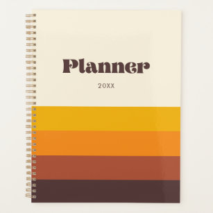 Retro vintage stripes yearly planner