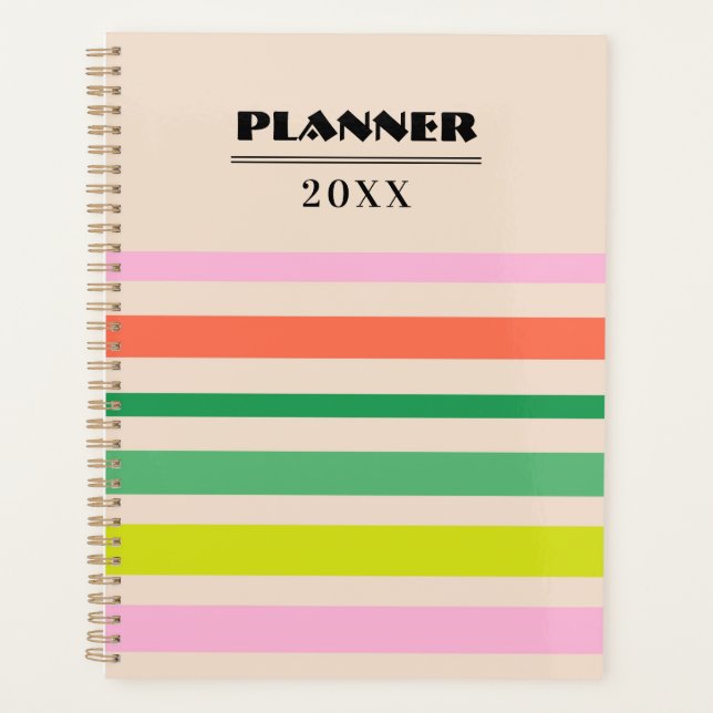 Retro vintage stripes yearly planner (Front)