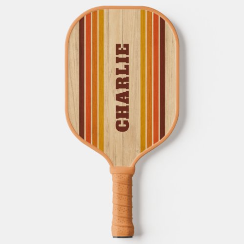 Retro Vintage Stripes YOUR Name Fun Cool Custom Pickleball Paddle