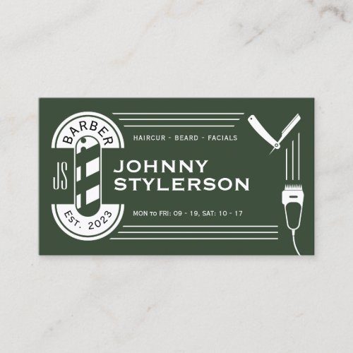 Retro vintage style barber shop business card