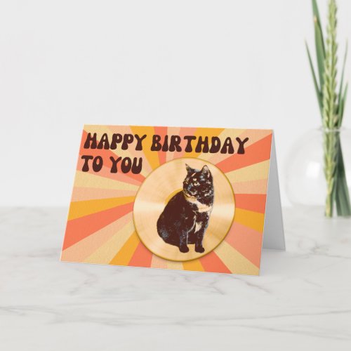 Retro Vintage Style Cat Birthday Wishes Card